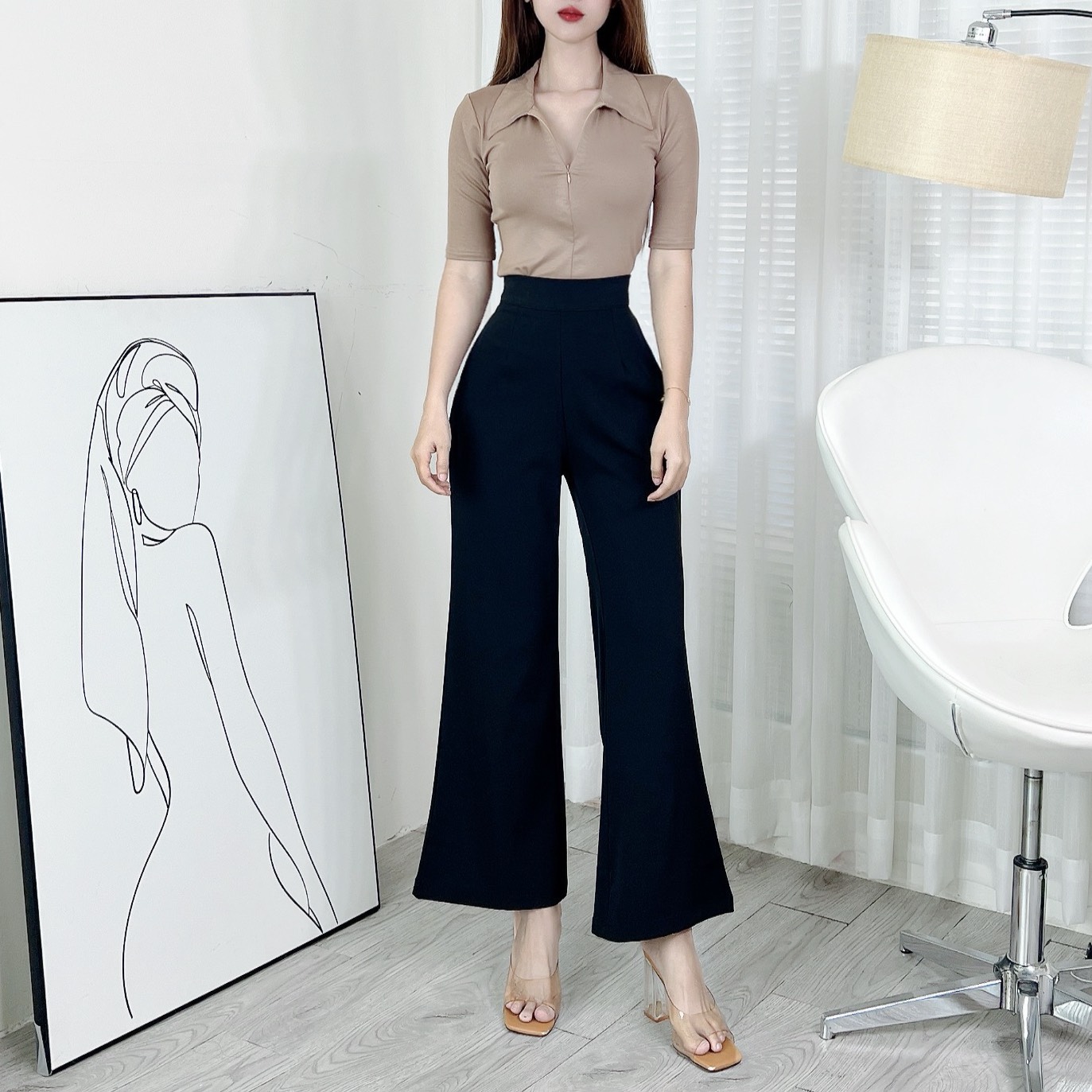Áo Thun Trơn Cổ Sơ Mi Tay Ngắn Phối Khóa Kéo Trước Chất Thun Borip QC Đi Biển Đi Làm MIMIX - EI7