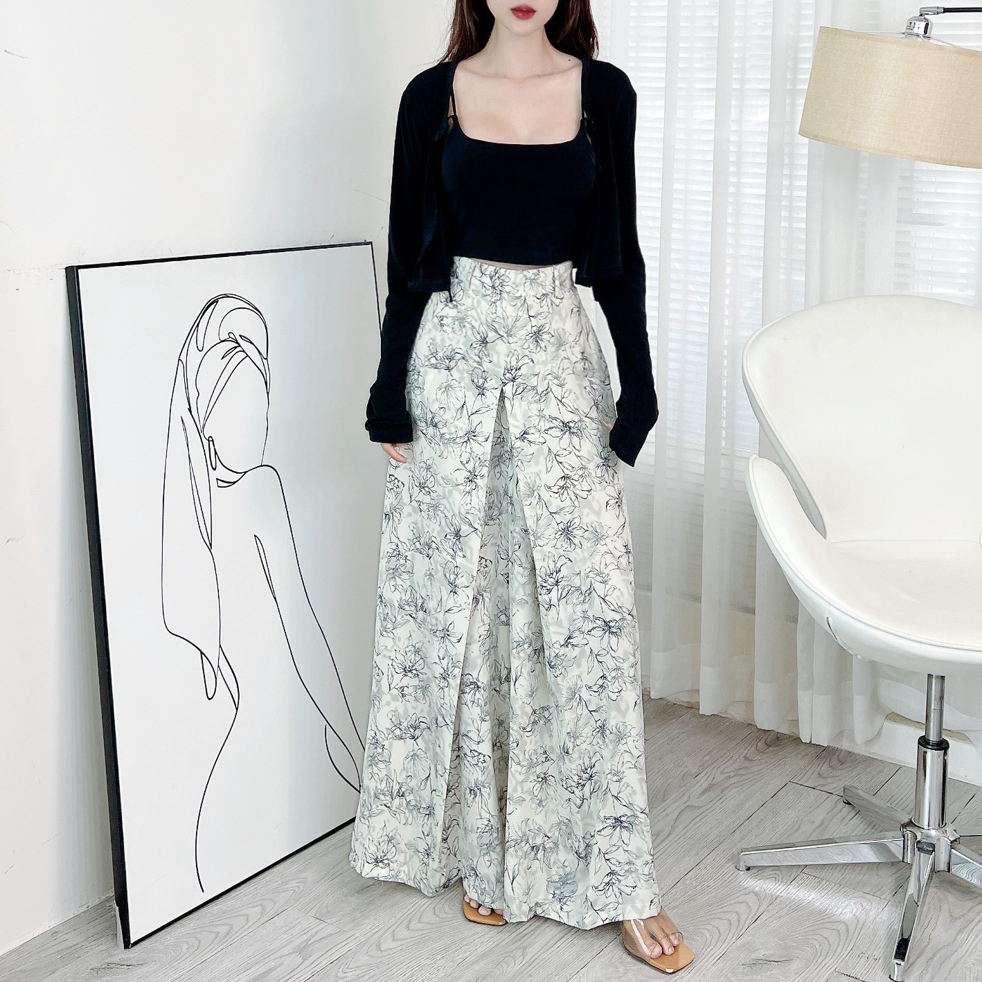 Quần Culottes Họa Tiết Dáng Dài Chất Lụa Mango Đi Biển Đi Du Lịch MIMIX - EN7