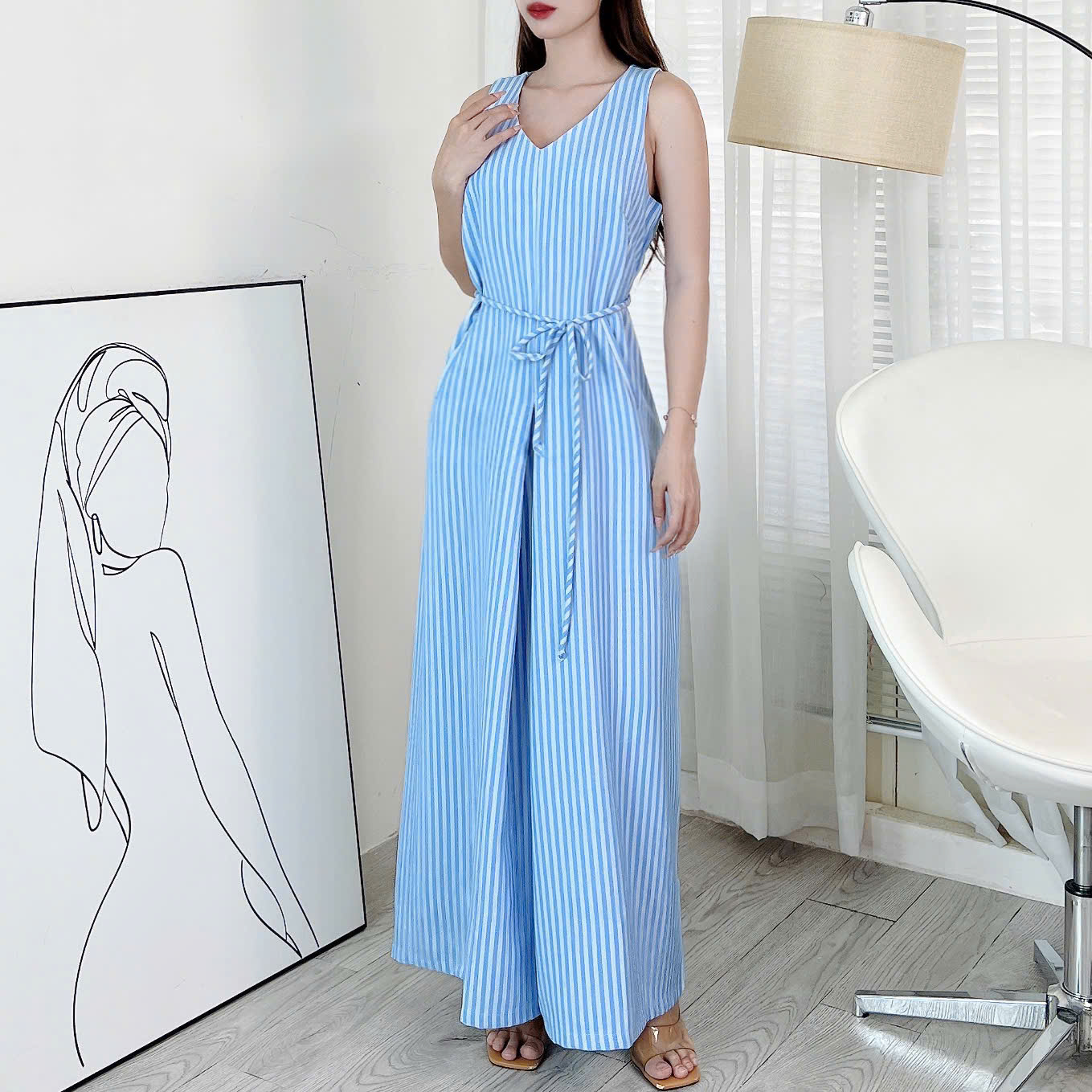 Jumpsuit Nữ Dáng Dài Giả Váy Chất Boi Mềm Đan Xương Cá Đi Biển MIMIX - EQ9