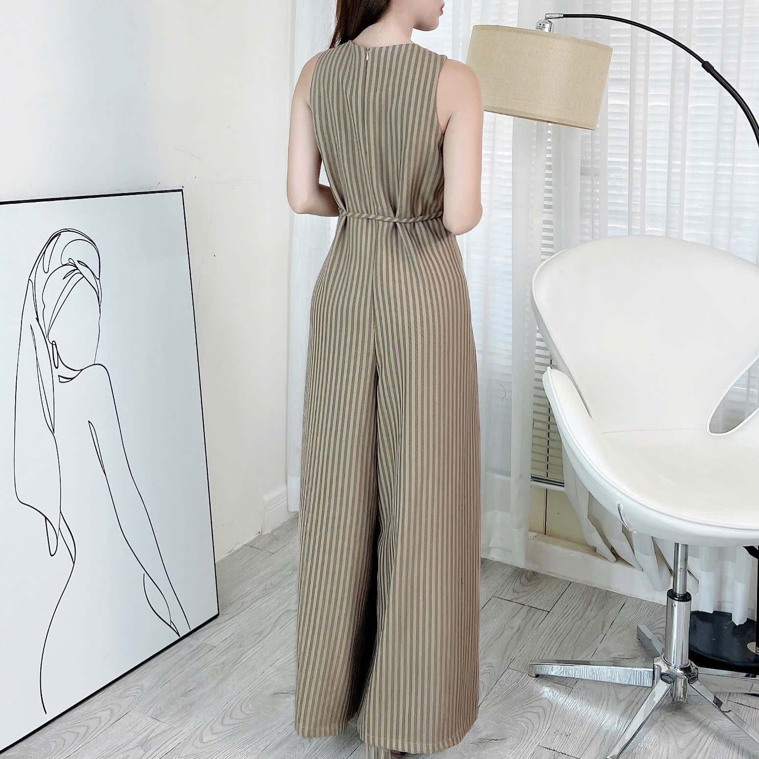 Jumpsuit Nữ Dáng Dài Giả Váy Chất Boi Mềm Đan Xương Cá Đi Biển MIMIX - EQ9