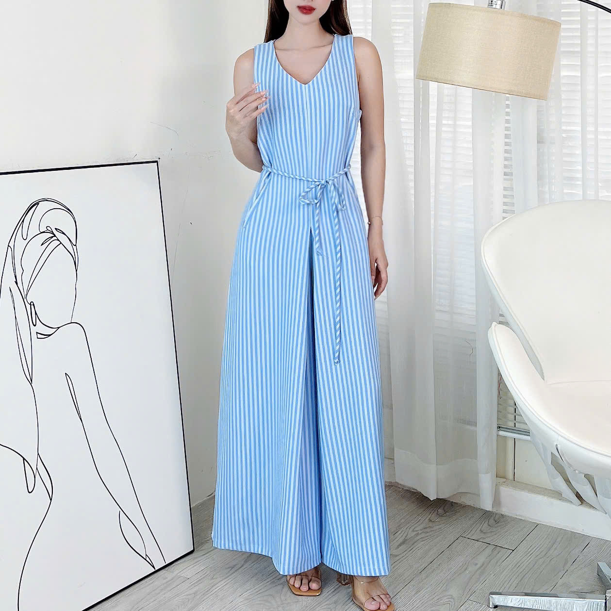 Jumpsuit Nữ Dáng Dài Giả Váy Chất Boi Mềm Đan Xương Cá Đi Biển MIMIX - EQ9