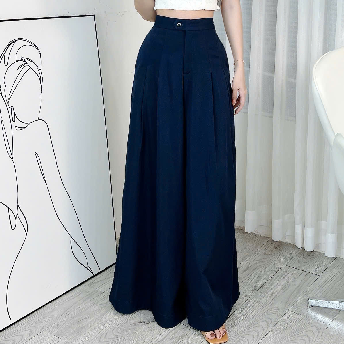 Quần Kaki Trơn Nữ Xếp Ly Ống Rộng Chất Kaki Mền Đi Tiệc Đi Làm MIMIX - ES1