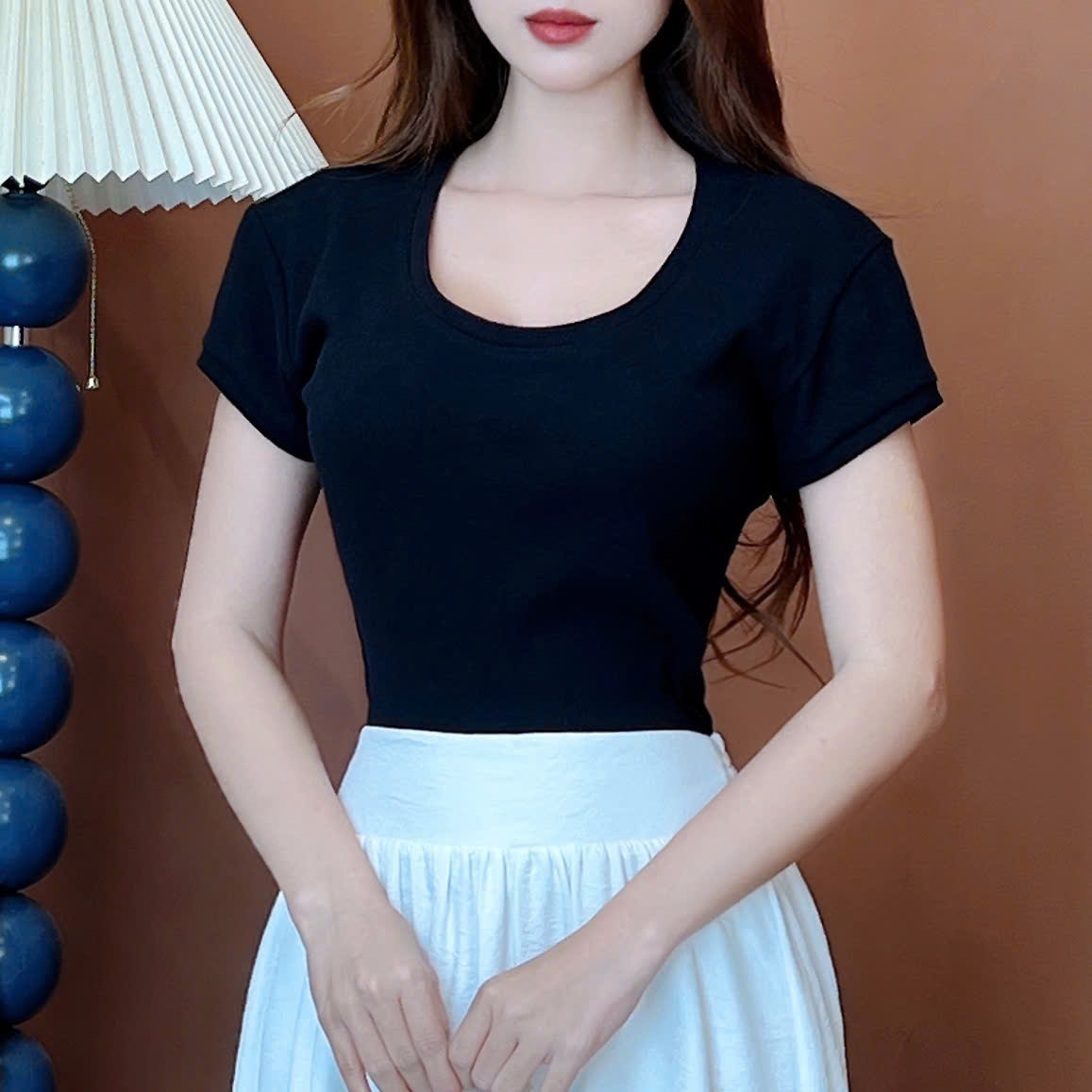 Áo Thun Nữ Len Tăm Cổ Tròn Tay Ngắn Chất Thun Borip Thỏ Quảng Châu Đi Du Lịch MIMIX - EH7