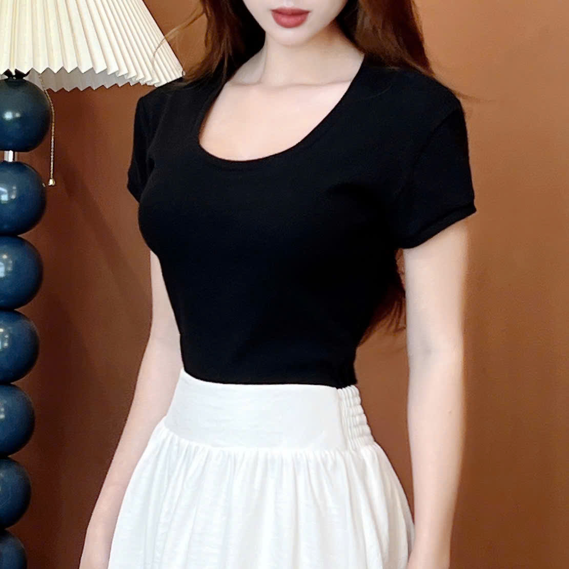 Áo Thun Nữ Len Tăm Cổ Tròn Tay Ngắn Chất Thun Borip Thỏ Quảng Châu Đi Du Lịch MIMIX - EH7