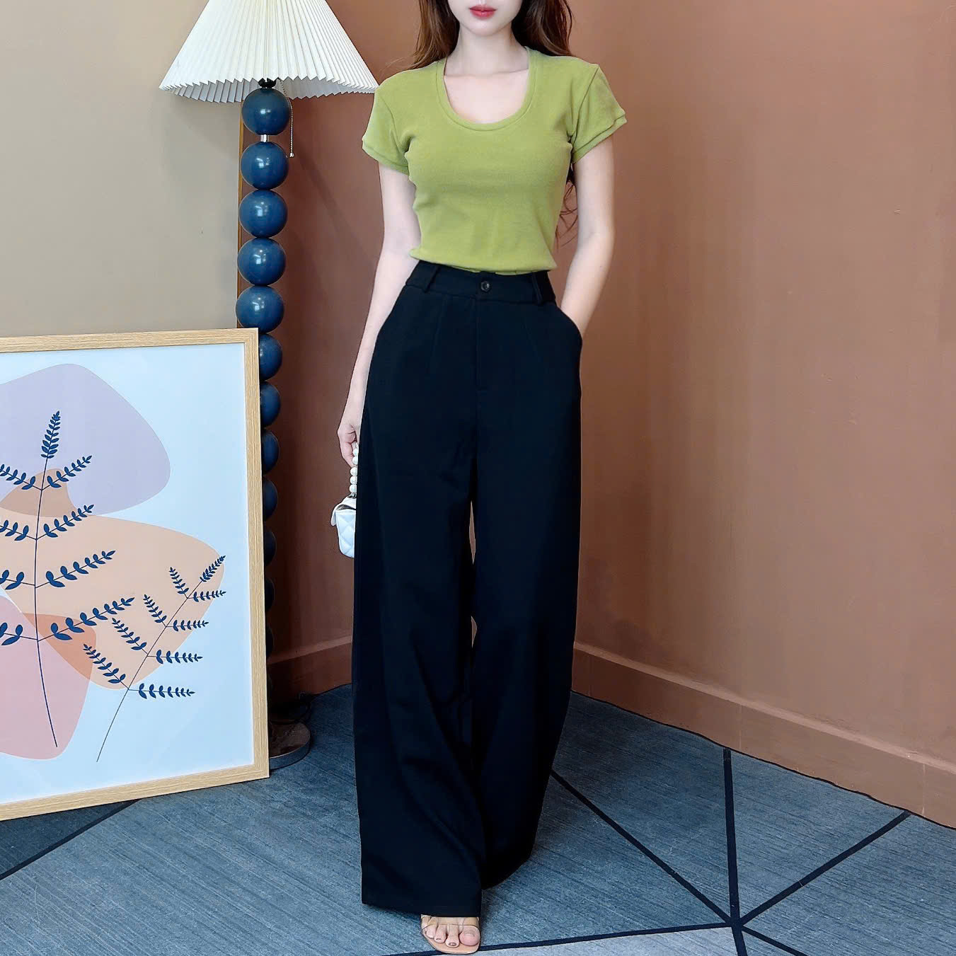 Áo Thun Nữ Len Tăm Cổ Tròn Tay Ngắn Chất Thun Borip Thỏ Quảng Châu Đi Du Lịch MIMIX - EH7