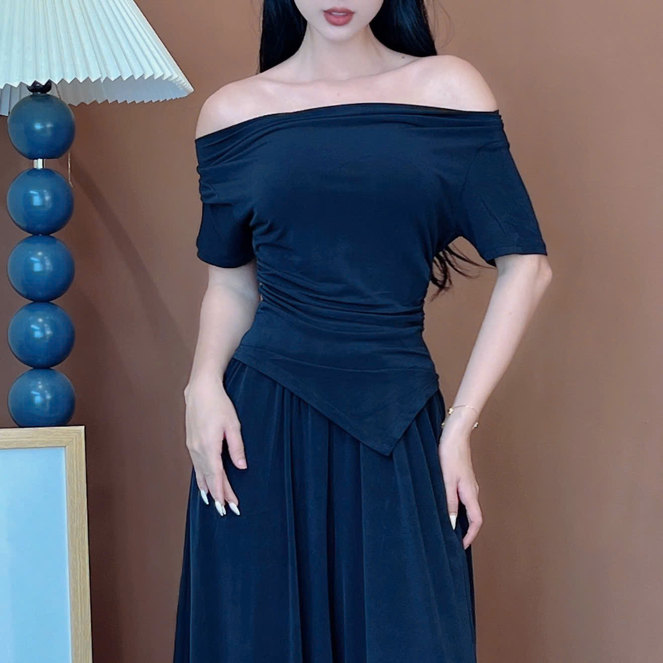 Set Bộ Nữ Áo Thun Tà Nhọn Mix Quần Dáng Dài Chất Thun Dẻo Rayon Đi Dạo Phố MIMIX - EW4