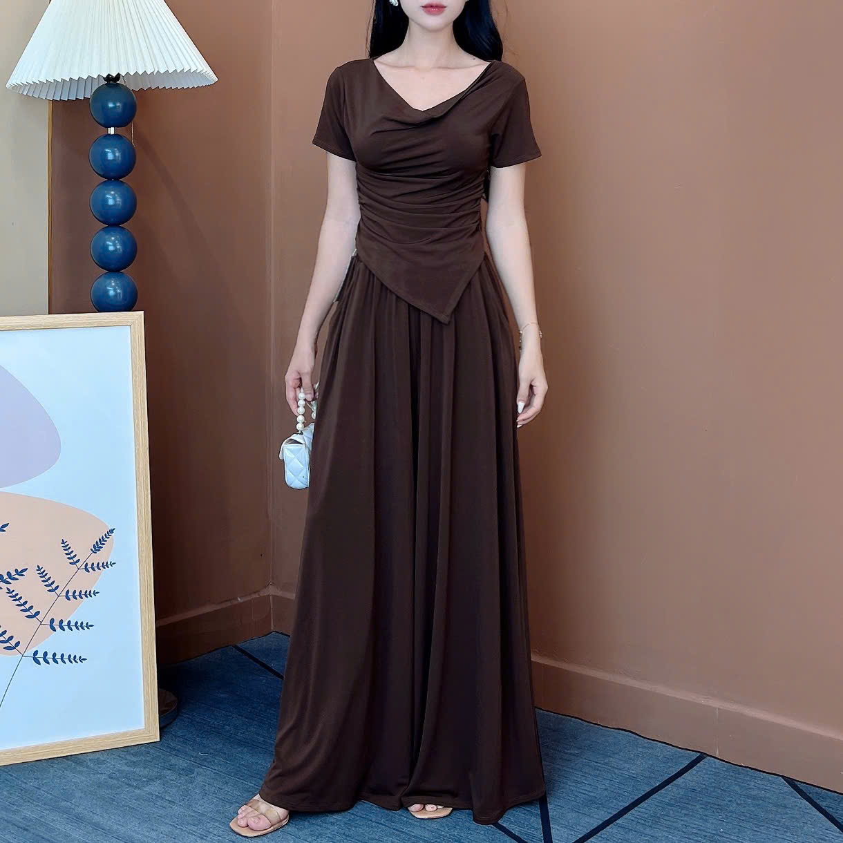 Set Bộ Nữ Áo Thun Tà Nhọn Mix Quần Dáng Dài Chất Thun Dẻo Rayon Đi Dạo Phố MIMIX - EW4