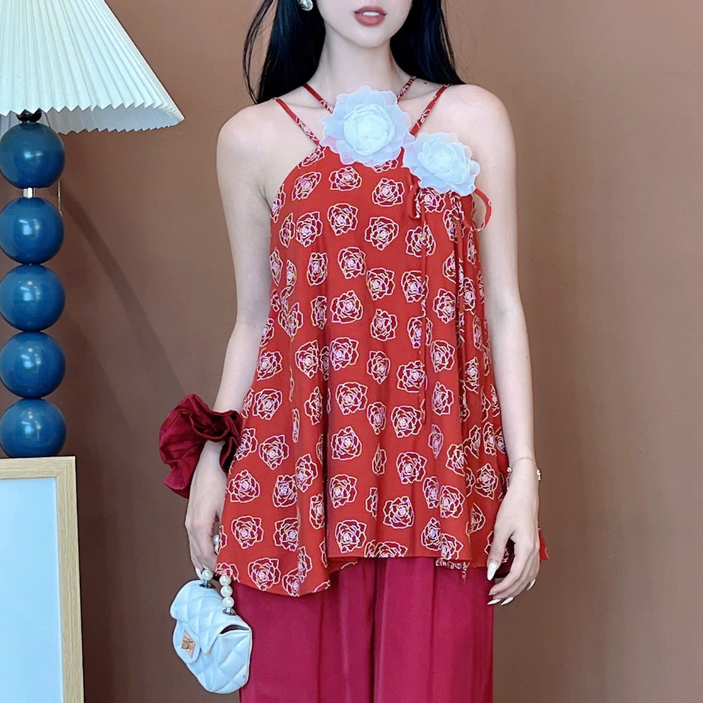 Set Bộ Nữ Áo Yếm Dây Đôi Mix Quần Trơn Dáng Dài Đi Dạo Phố Đi Tiệc MIMIX - EX2