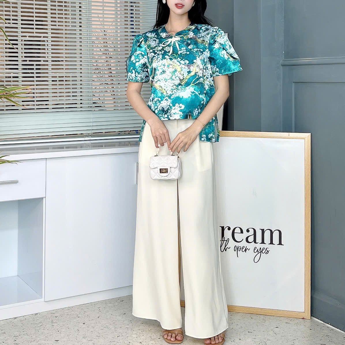 Set Bộ Nữ Áo Cut Out Vạt Trước Mix Quần Suông Dài Đi Dạo Phố Đi Du Lịch MIMIX - EZ1