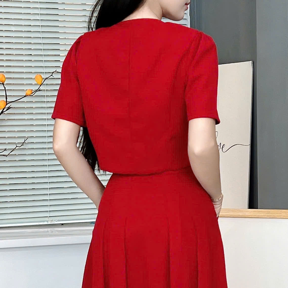 Set Bộ Váy Áo Vest Nút Đôi Mix Chân Váy Xếp Ly Dáng Dài Đi Tiệc Đi Làm MIMIX - EZ7