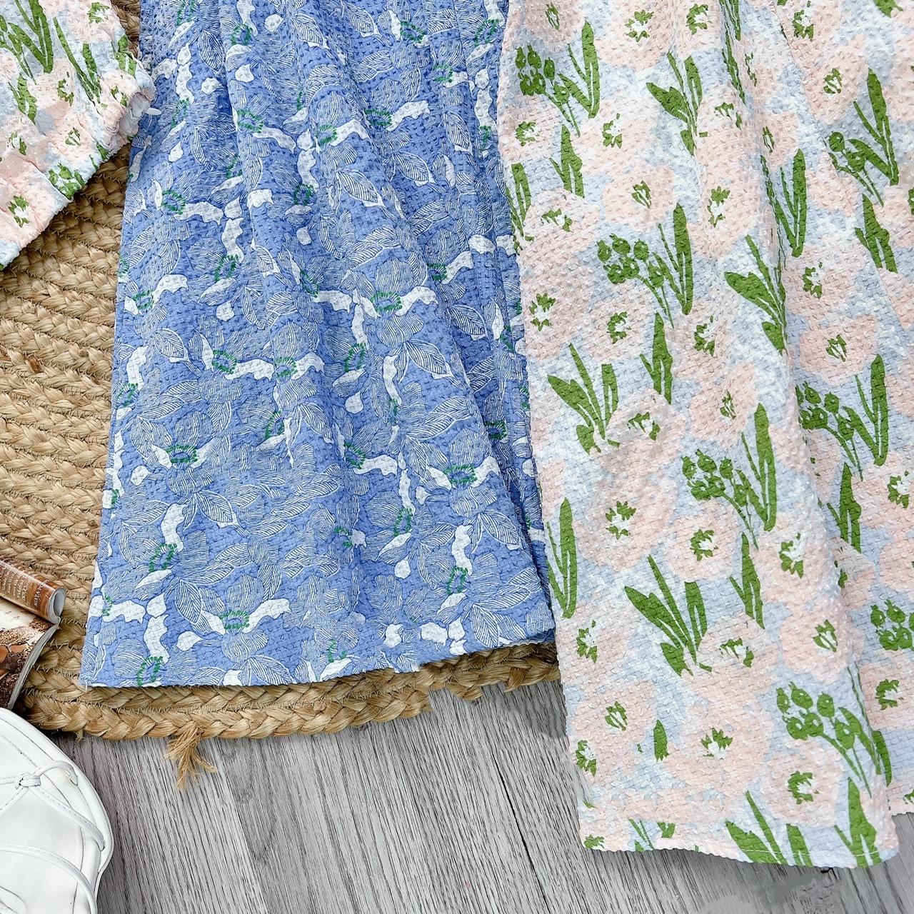 Set Váy Hoa Áo Sát Nách Eo Bo Chun Mix Chân Váy Dáng Dài Xòe Chất Cotton Cara Đi Biển MIMIX - FC5