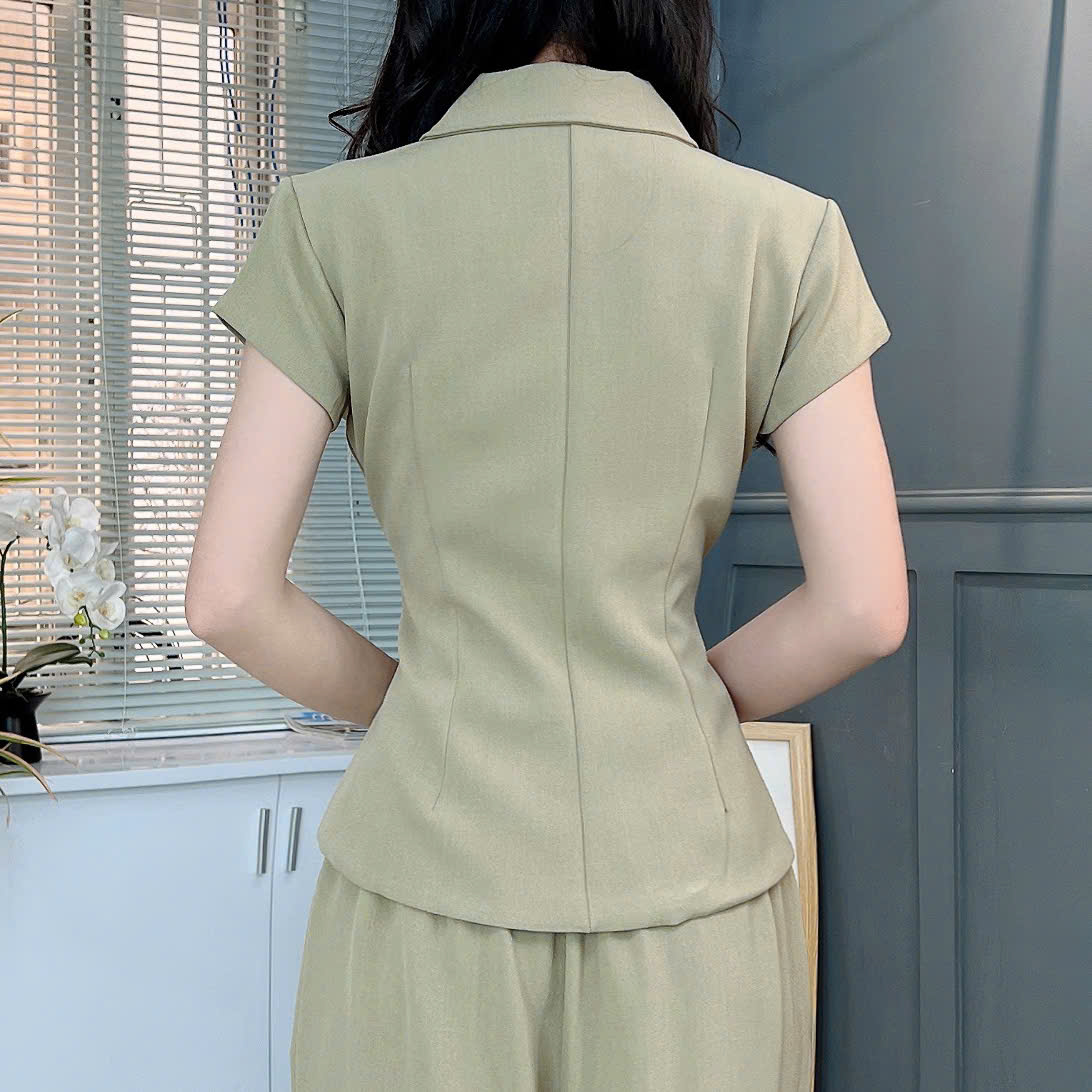 Set Bộ Áo Phối Caravat Mix Quần Dáng Dài Chất Terin Công Sở MIMIX - FD1