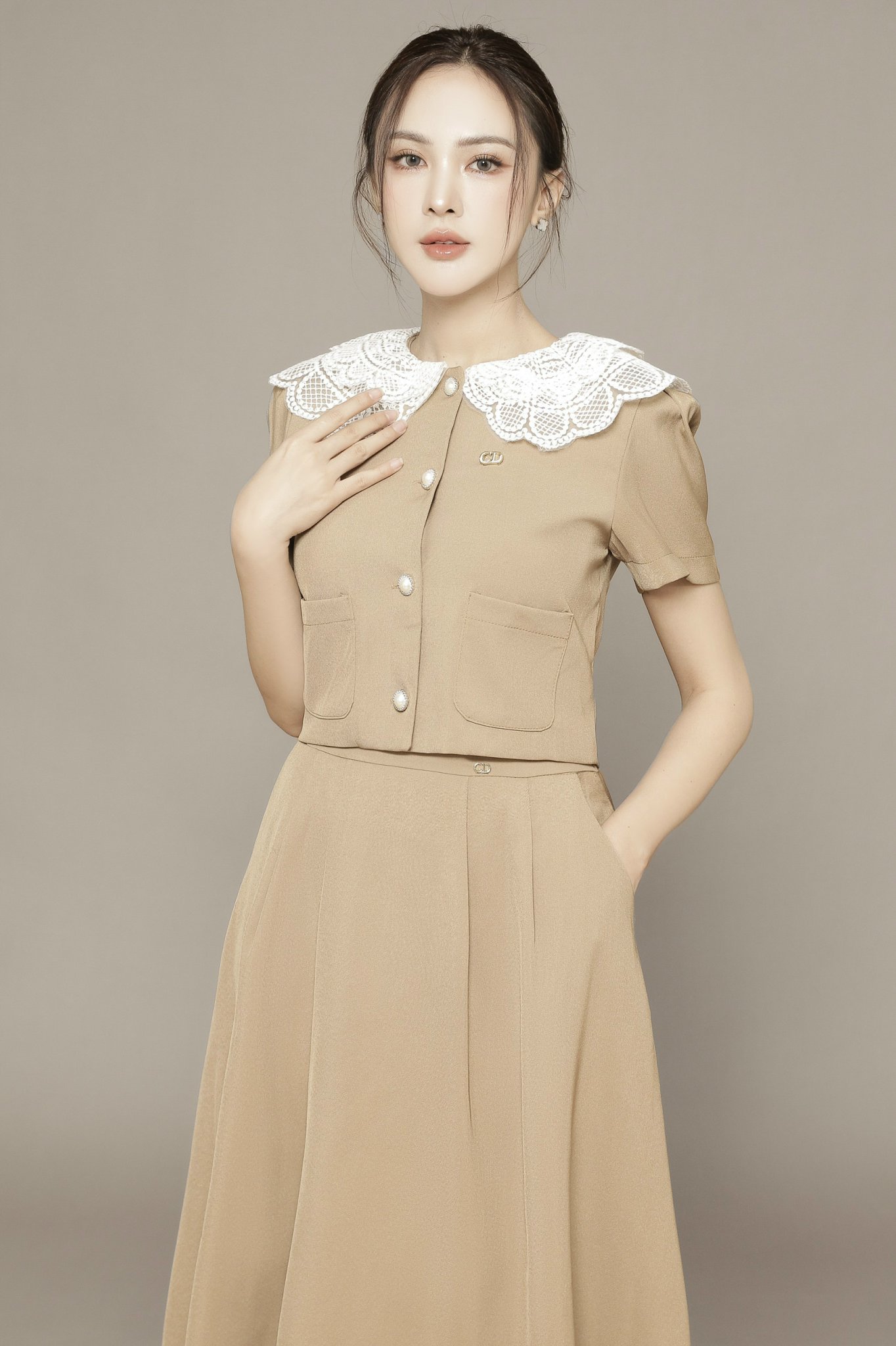 Set Chân Váy Dài Kết Hợp Áo Croptop