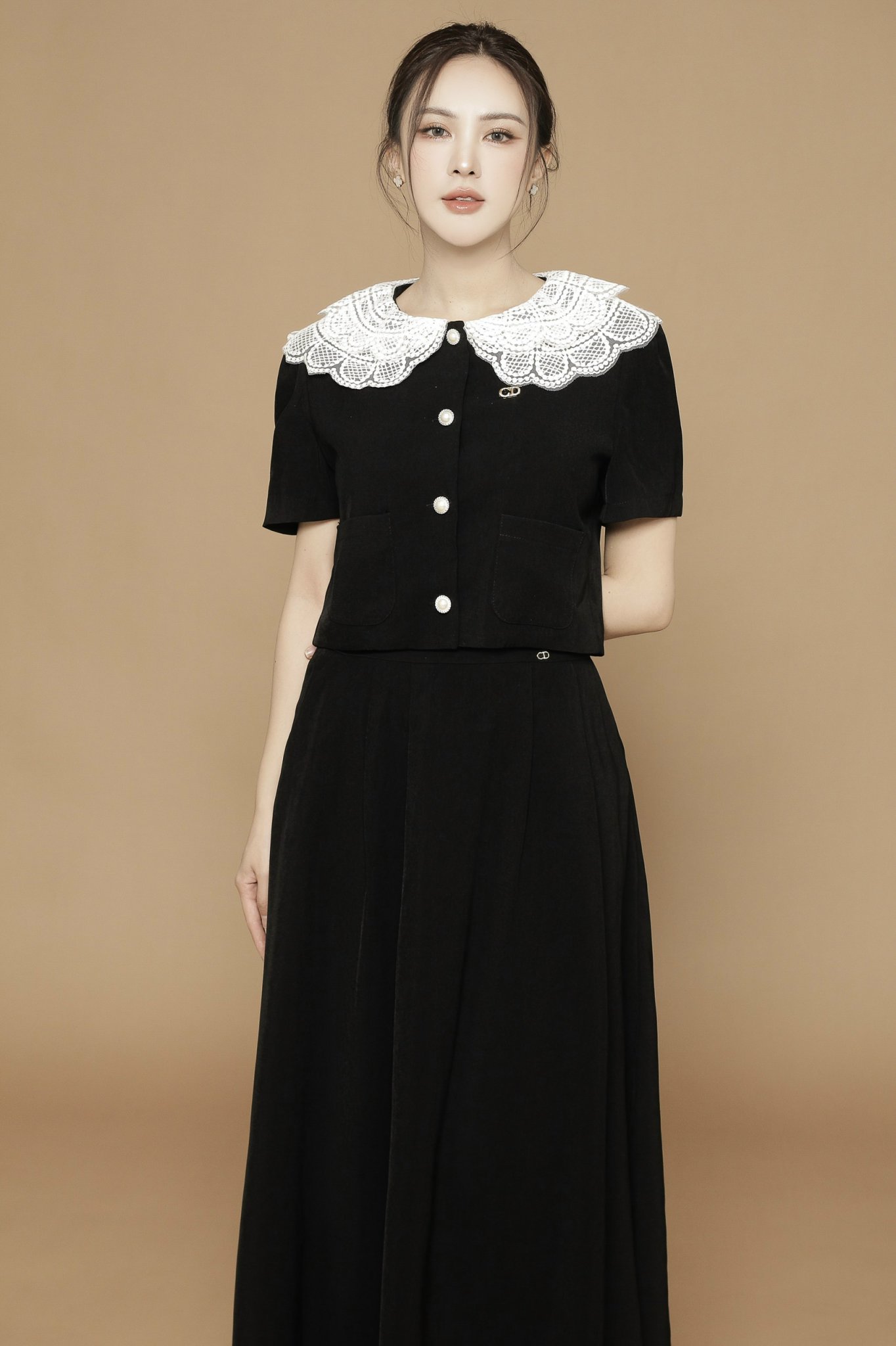 Set Chân Váy Dài Kết Hợp Áo Croptop