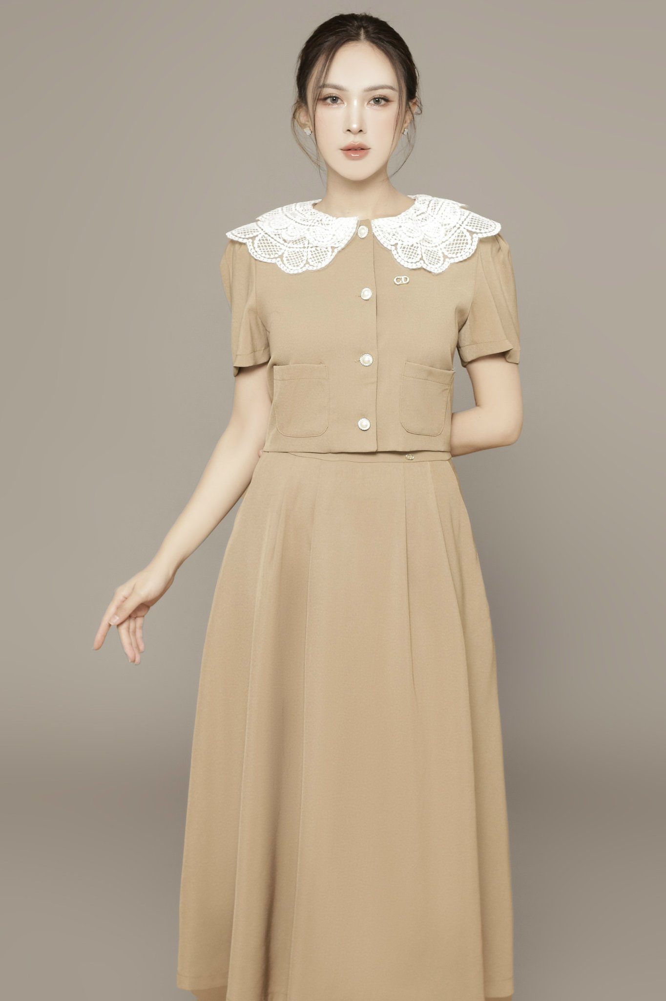 Set Chân Váy Dài Kết Hợp Áo Croptop