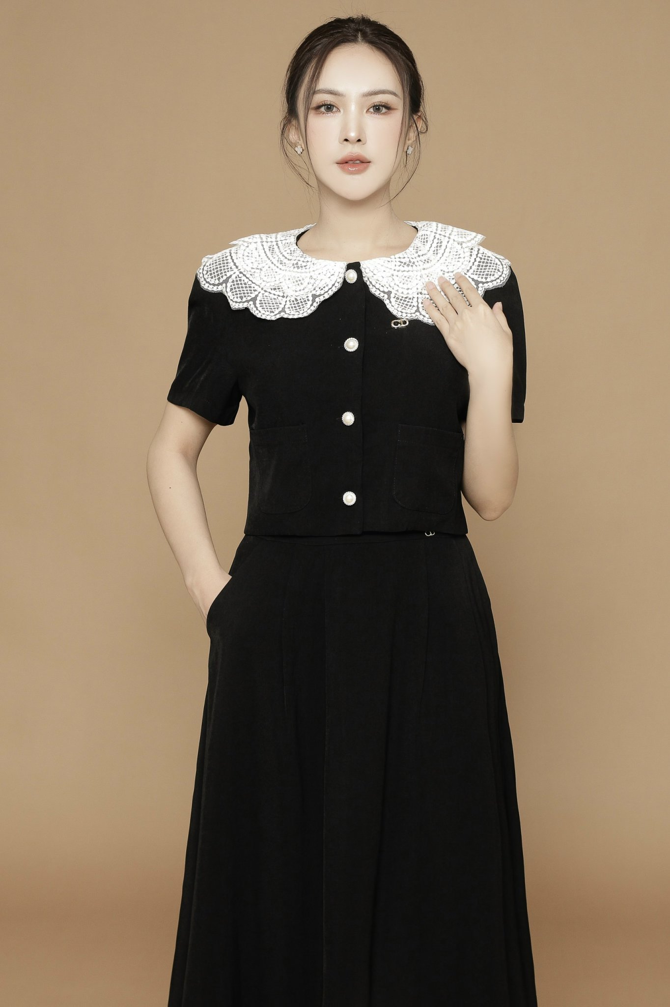 Set Chân Váy Dài Kết Hợp Áo Croptop