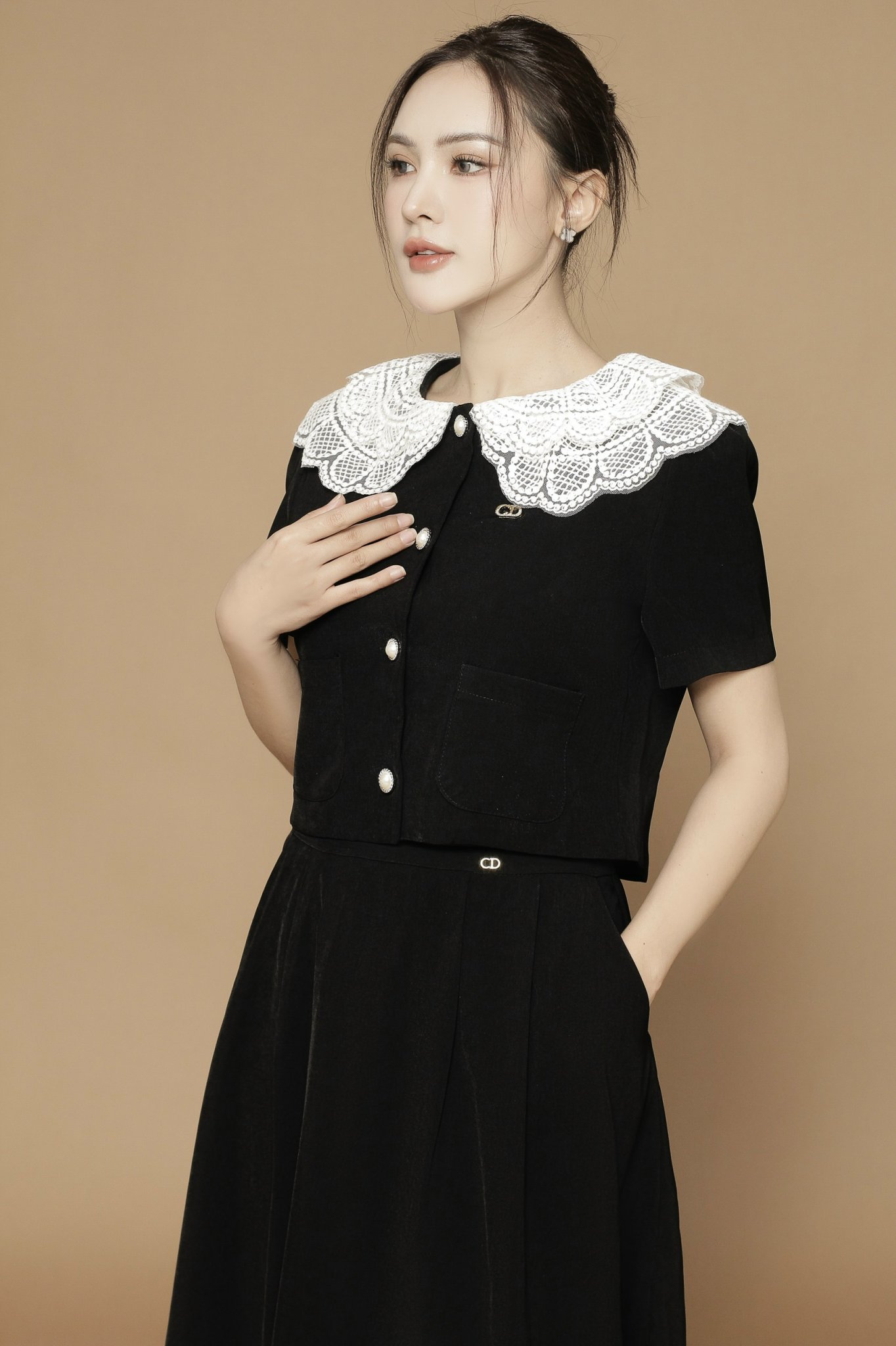 Set Chân Váy Dài Kết Hợp Áo Croptop