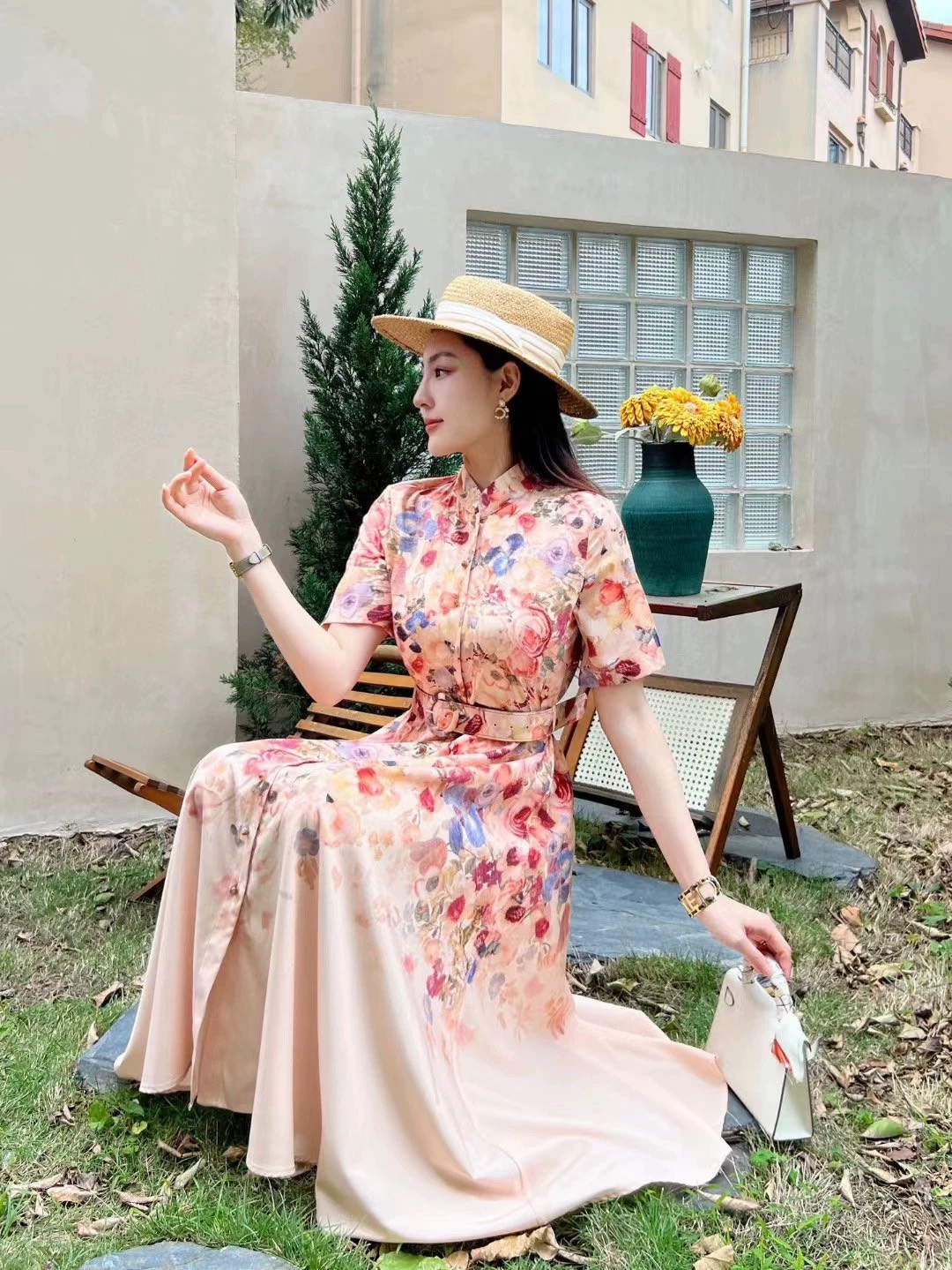 Đầm Sơ Mi Hoa Hồng QC CC