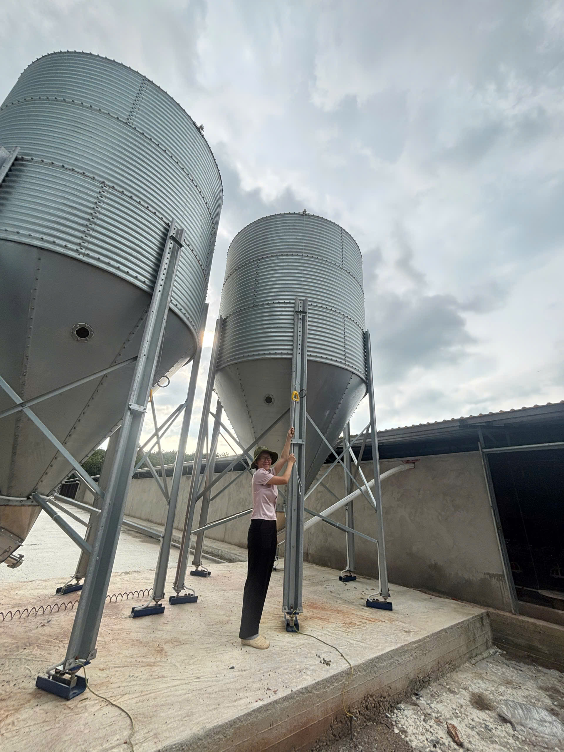 BỒN SILO CHỨA CÁM 14 TẤN TÔN MẠ KẼM CẤP CÁM TỰ ĐỘNG CHO TRANG TRẠI HEO GÀ VỊT