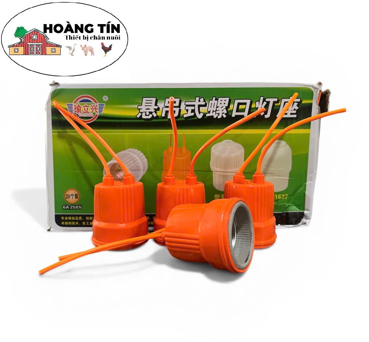 Đui đèn sứ chống cháy bọc nhựa ( màu cam)