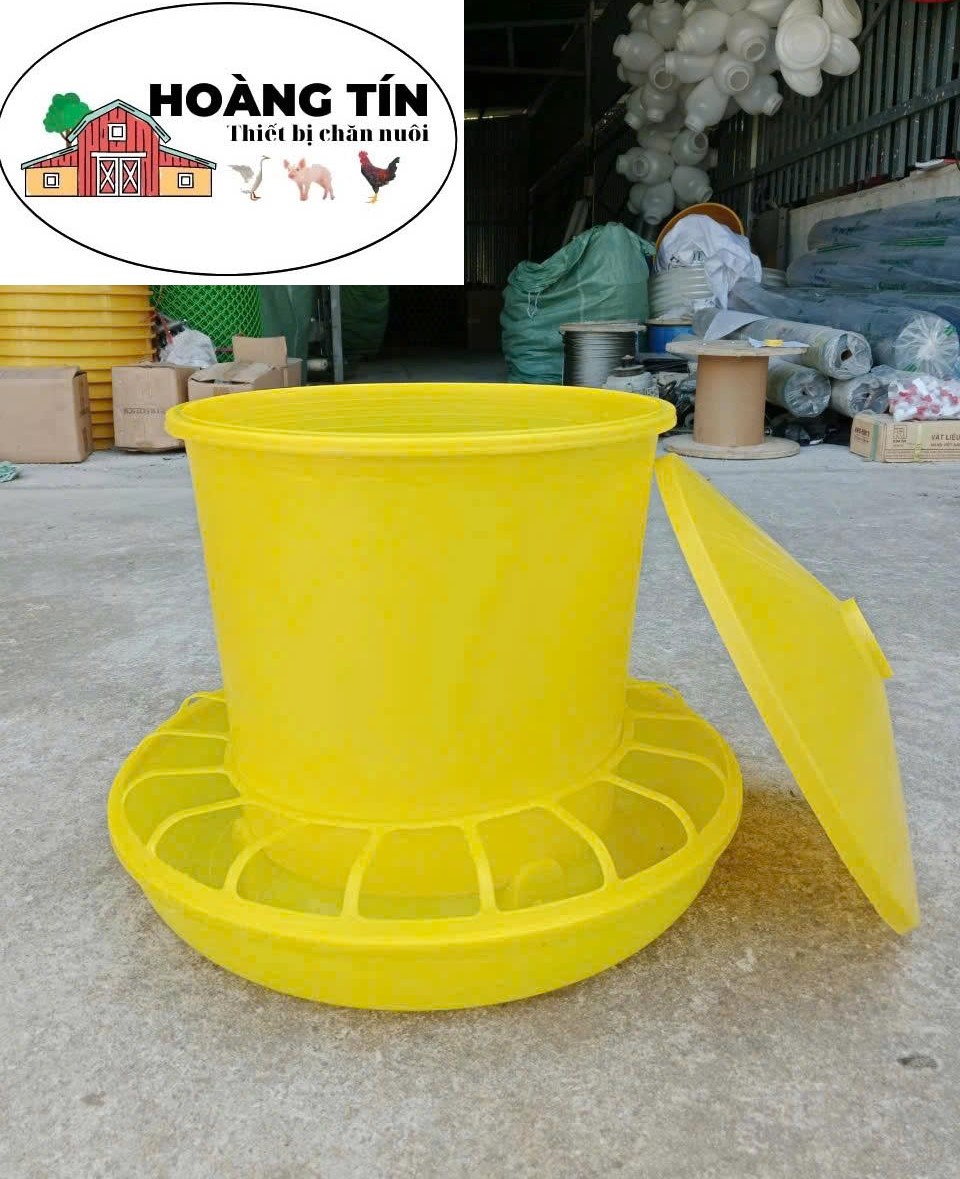 COMBO 10 CÁI MÁNG ĂN CHO VỊT, MÁNG ĂN CHO GÀ CÓ NẮP, LOẠI MÁNG NHỰA MÀU VÀNG 20KG