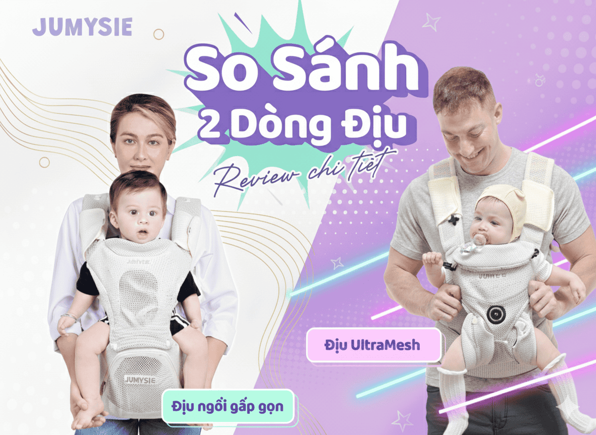 REVIEW CHI TIẾT - So sánh 2 loại địu Ultramesh và địu gấp gọn Jumysie? Loại nào tốt hơn??