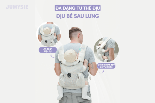Dây đeo vai của địu chắc chắn, phân bổ đều trọng lượng lên vai