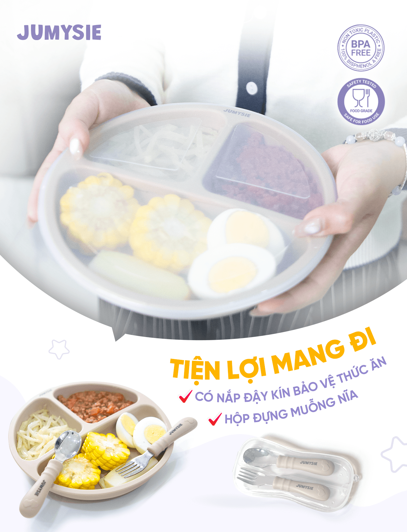 Set ăn dặm 3 món silicone Jumysie
