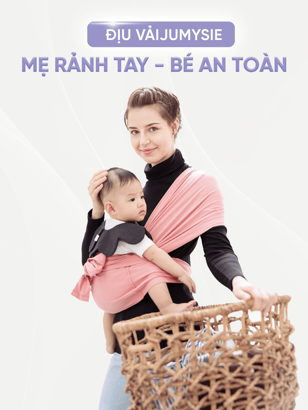 Địu Vải Jumysie - Màu Ghi, Cotton Êm Ái Cho Bé Sơ Sinh Đến 18 Tháng