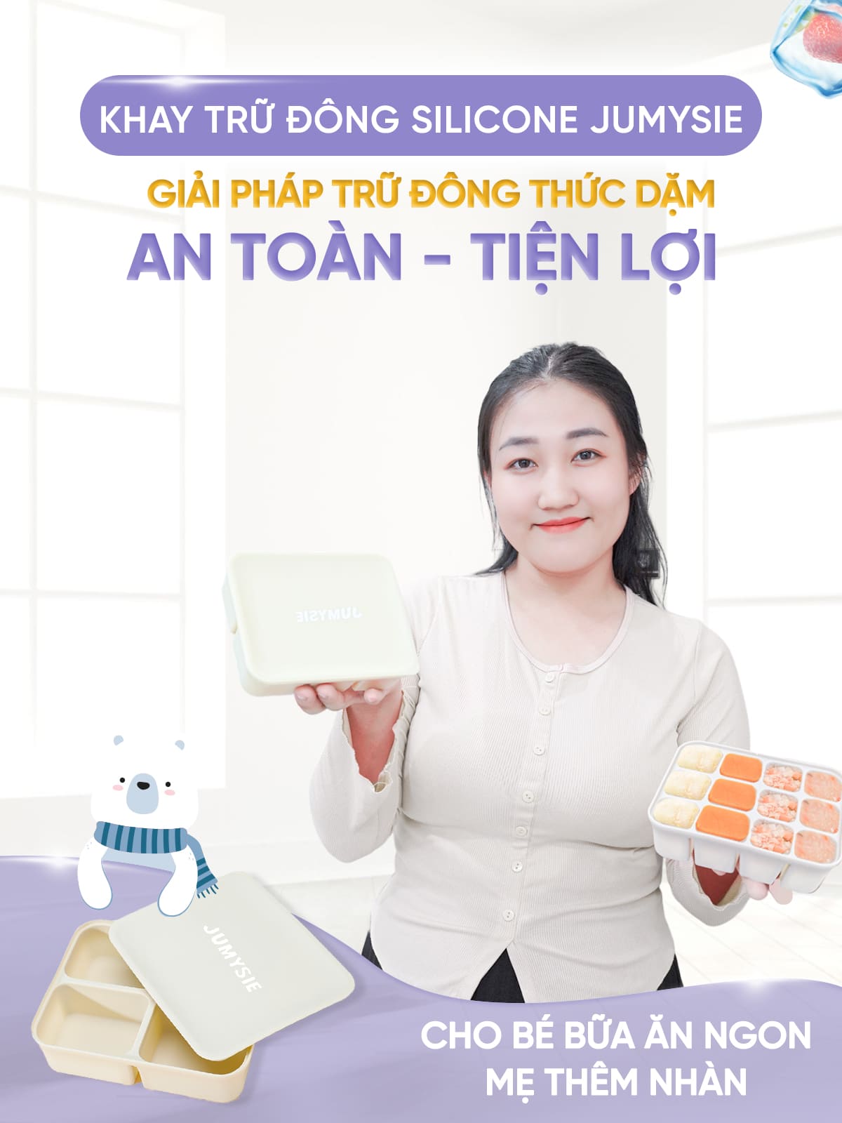 Khay trữ đông đồ ăn dặm cho bé (6 ngăn/12 ngăn)