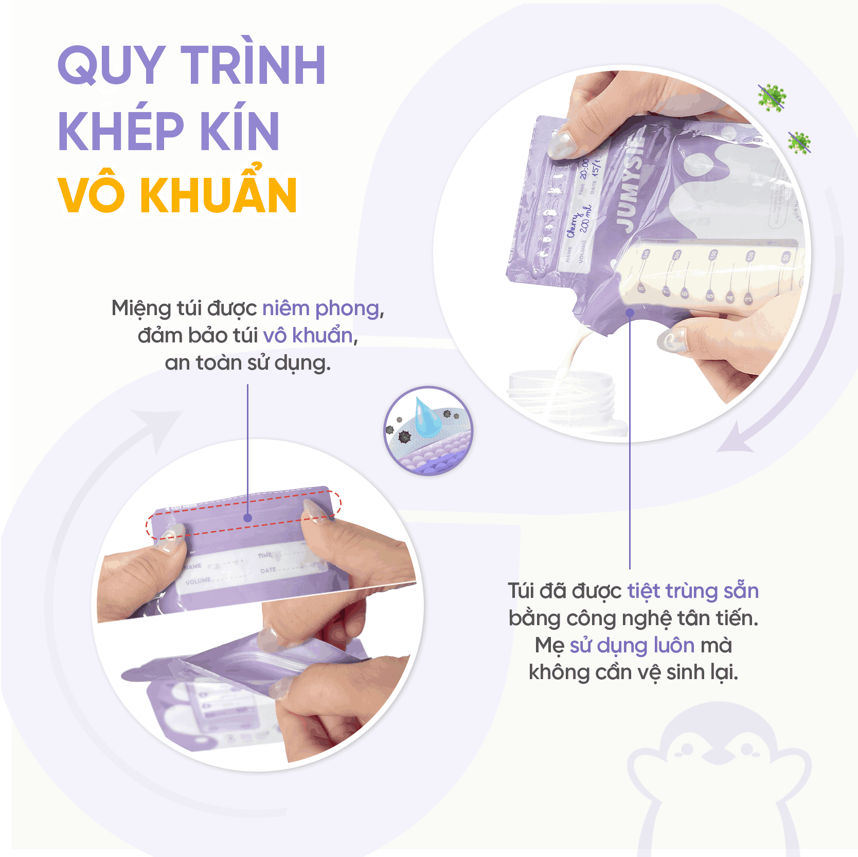 [Mới] Túi Trữ Sữa Cảm Biến Nhiệt Jumysie 240ml