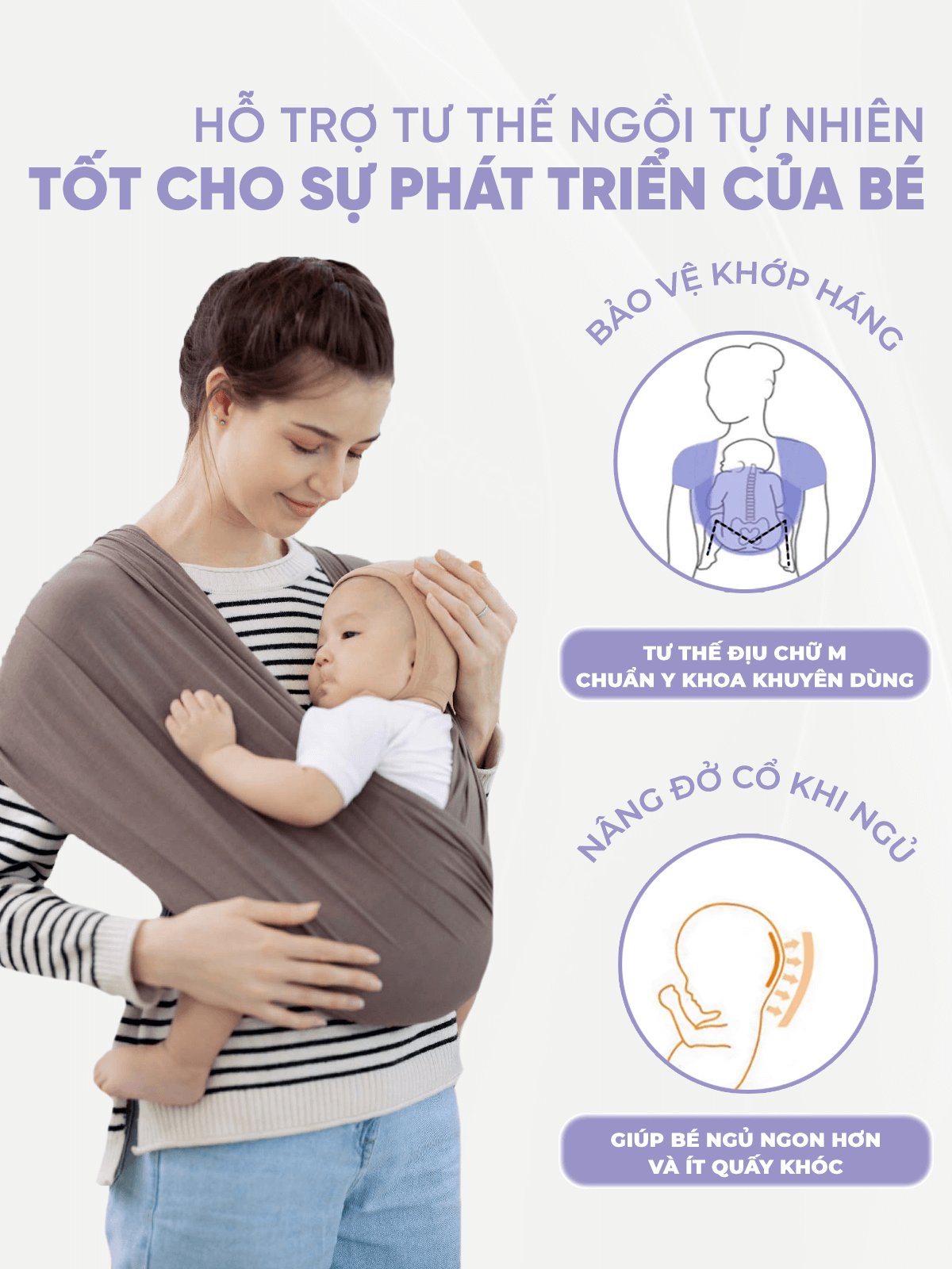 Địu Vải Jumysie - Màu Maroon, Cotton Êm Ái Cho Bé Sơ Sinh Đến 18 Tháng