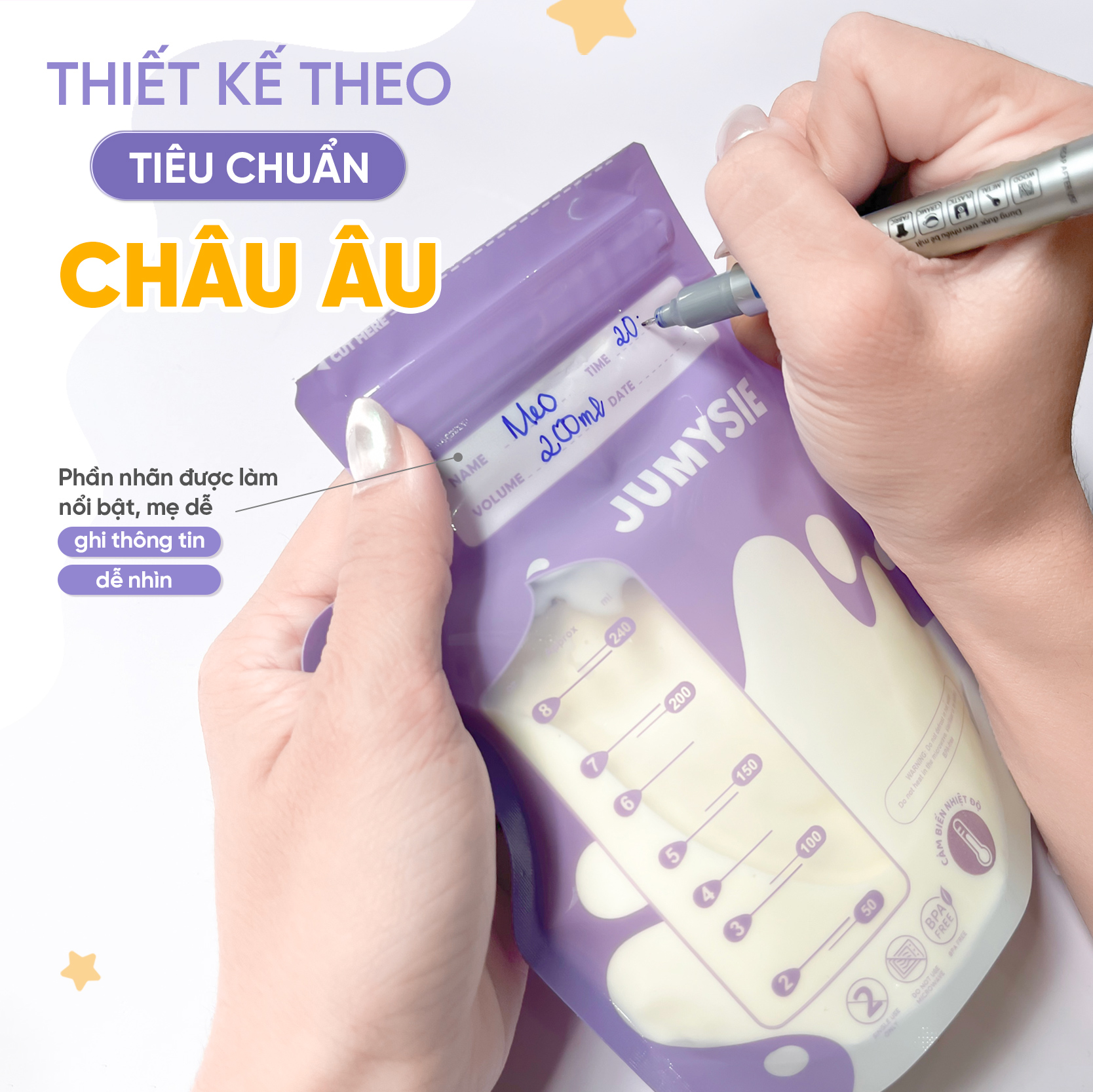 [Mới] Túi Trữ Sữa Cảm Biến Nhiệt Jumysie 240ml
