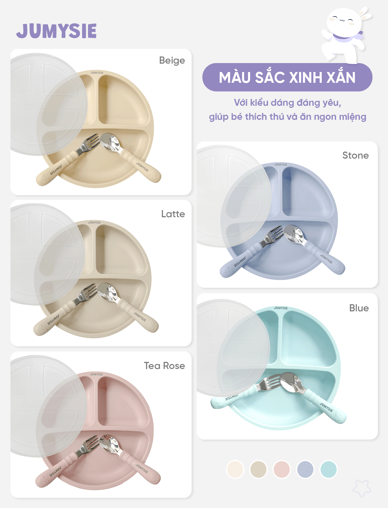 Set ăn dặm 3 món silicone Jumysie