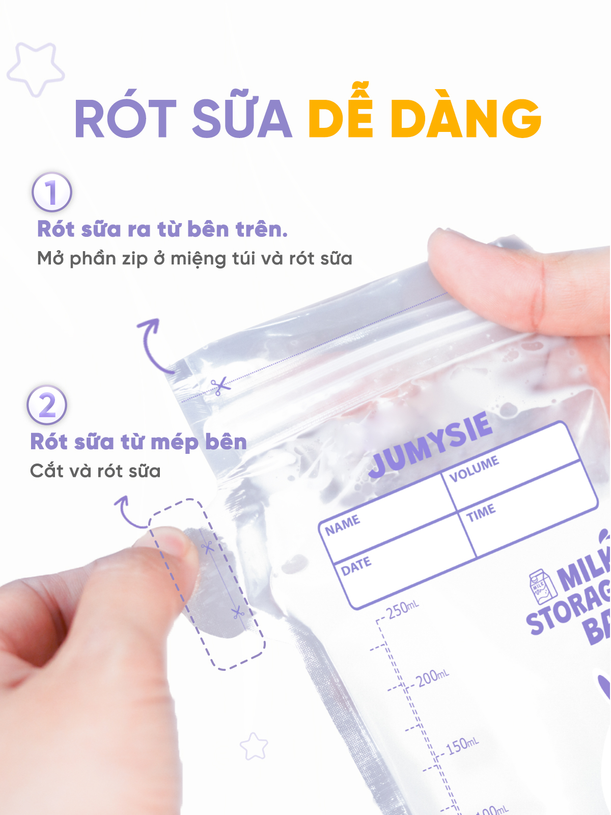 Túi trữ sữa 180ml/250ml Jumysie - Bảo quản sữa mẹ an toàn