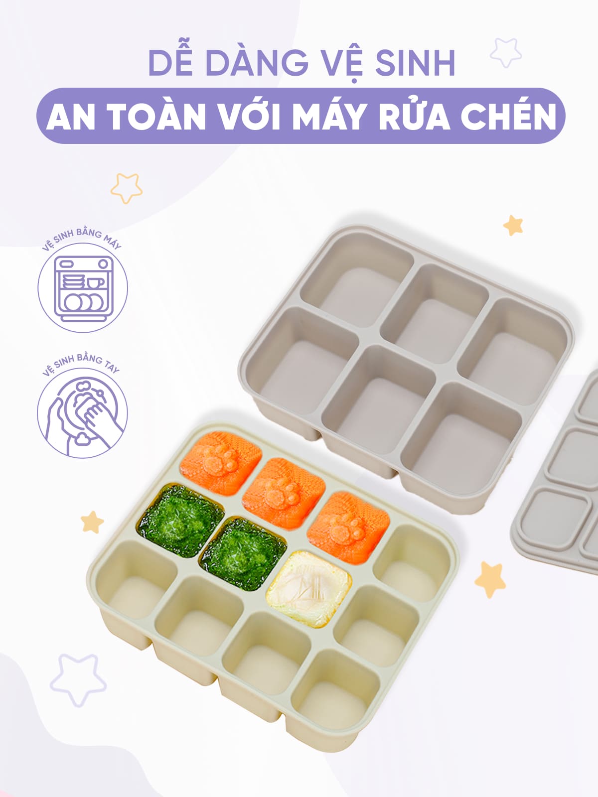 Khay trữ đông đồ ăn dặm cho bé (6 ngăn/12 ngăn)