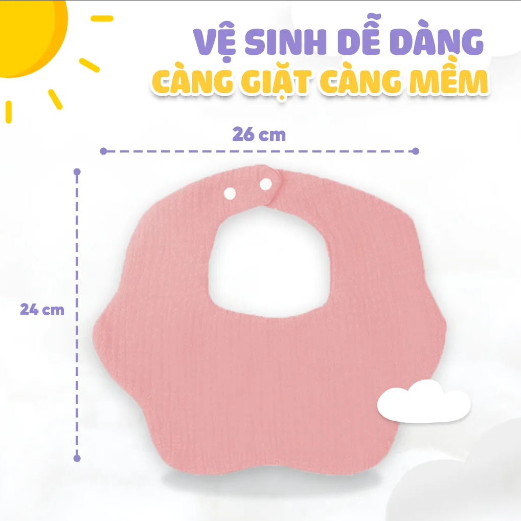 Yếm Ăn Dặm Xoay 360 Jumysie cho bé – Vải xô siêu thấm hút