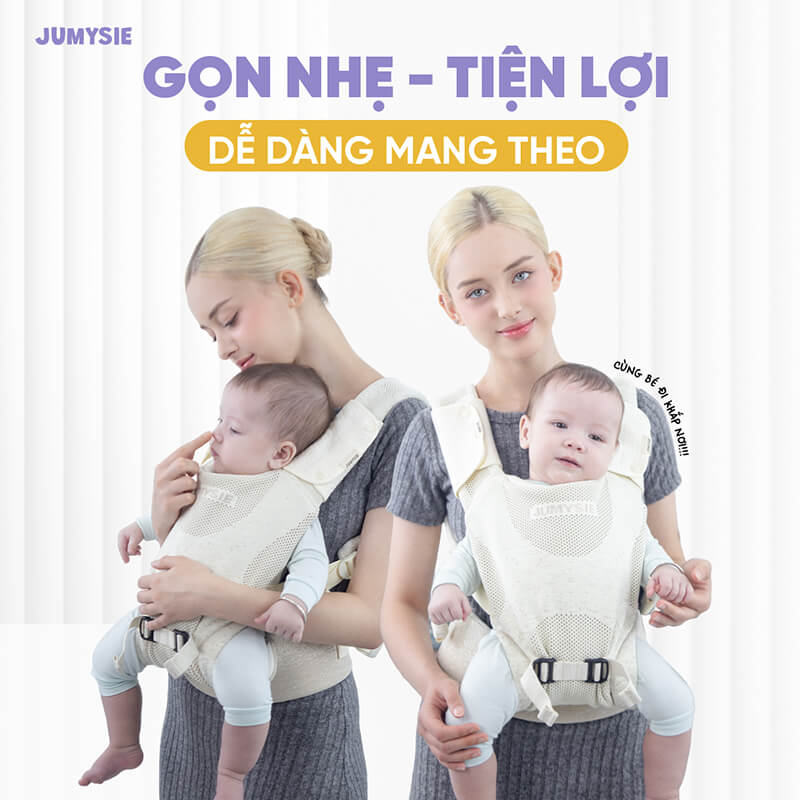 Địu Trợ Lực Siêu Nhẹ Jumysie E8 – Flyknit 5D Thoáng Khí, Ergonomic Chuẩn M-Shape