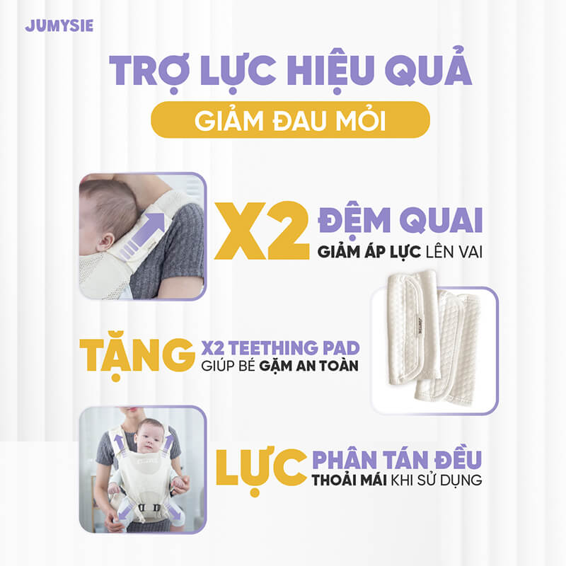 Địu Trợ Lực Siêu Nhẹ Jumysie E8 – Flyknit 5D Thoáng Khí, Ergonomic Chuẩn M-Shape