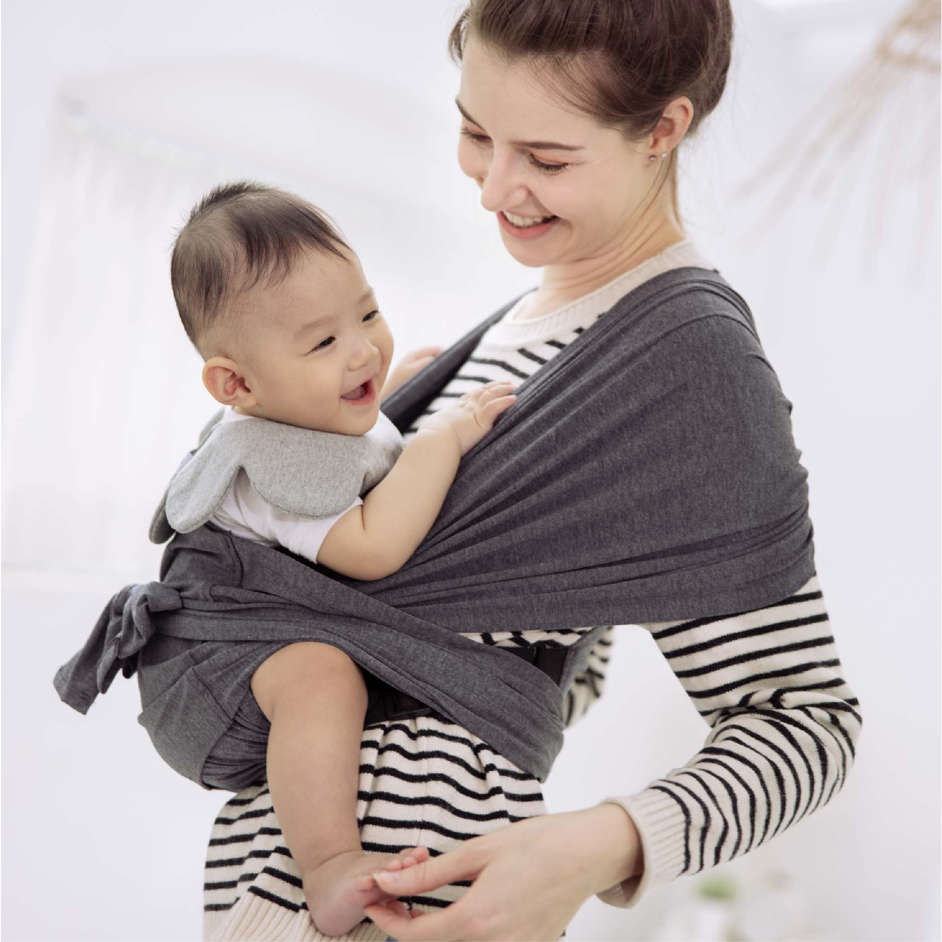Địu Vải Jumysie - Màu Xám, Cotton Êm Ái Cho Bé Sơ Sinh Đến 18 Tháng