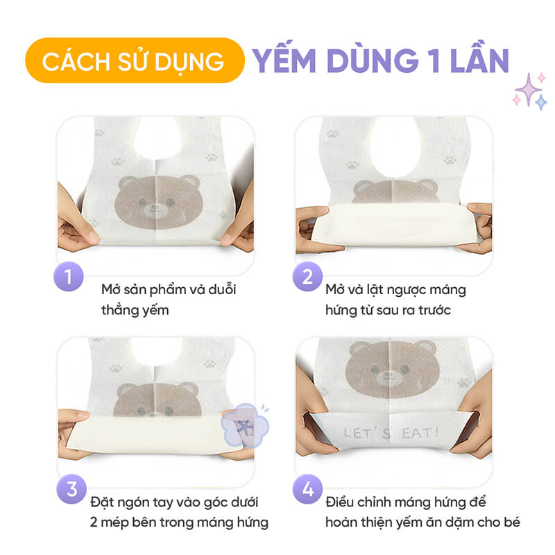 Yếm Ăn Dặm Dùng 1 Lần Jumysie – 10 cái/hộp, chống thấm