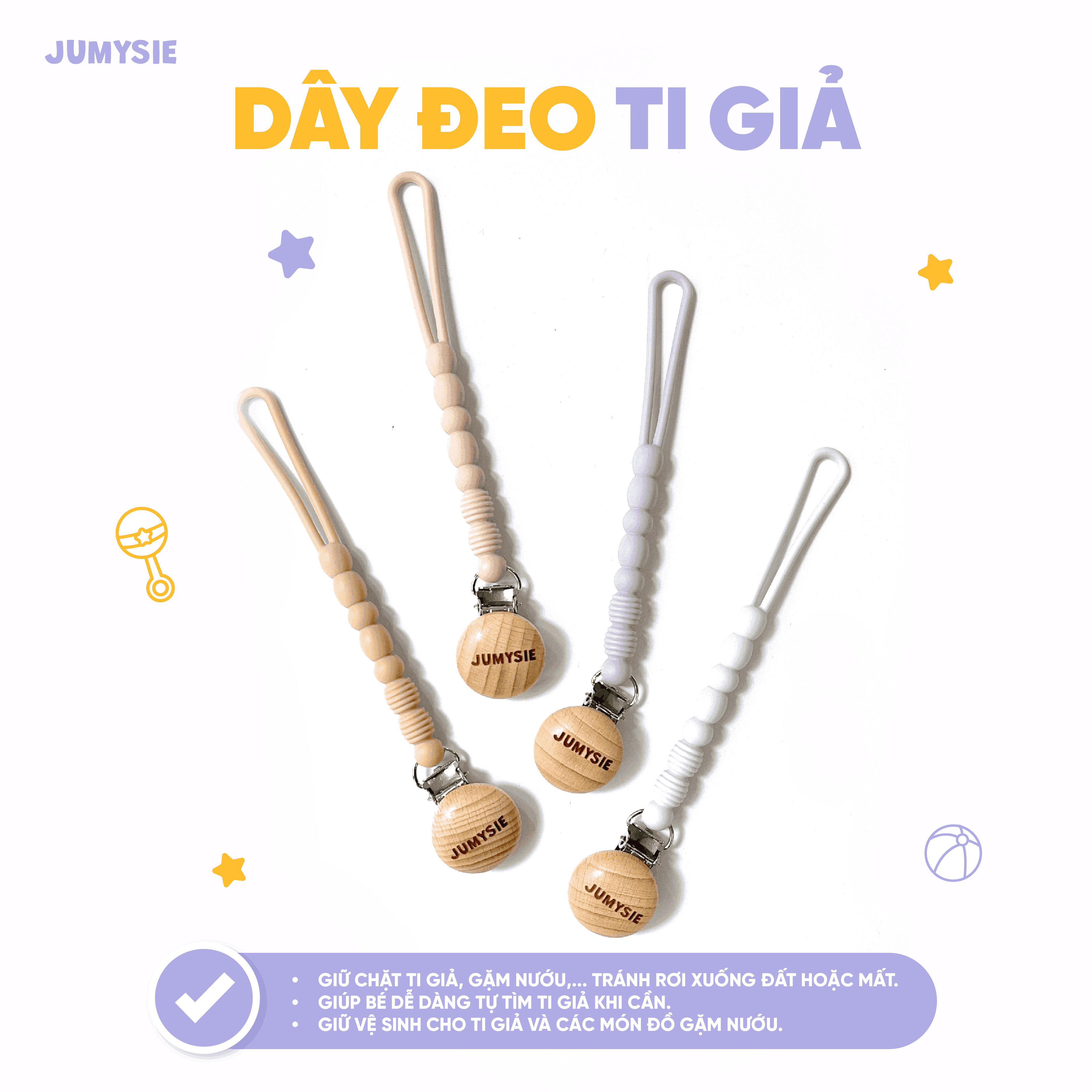 Dây Đeo Ti Giả Silicone Jumysie – An Toàn, Tiện Lợi Cho Bé Yêu