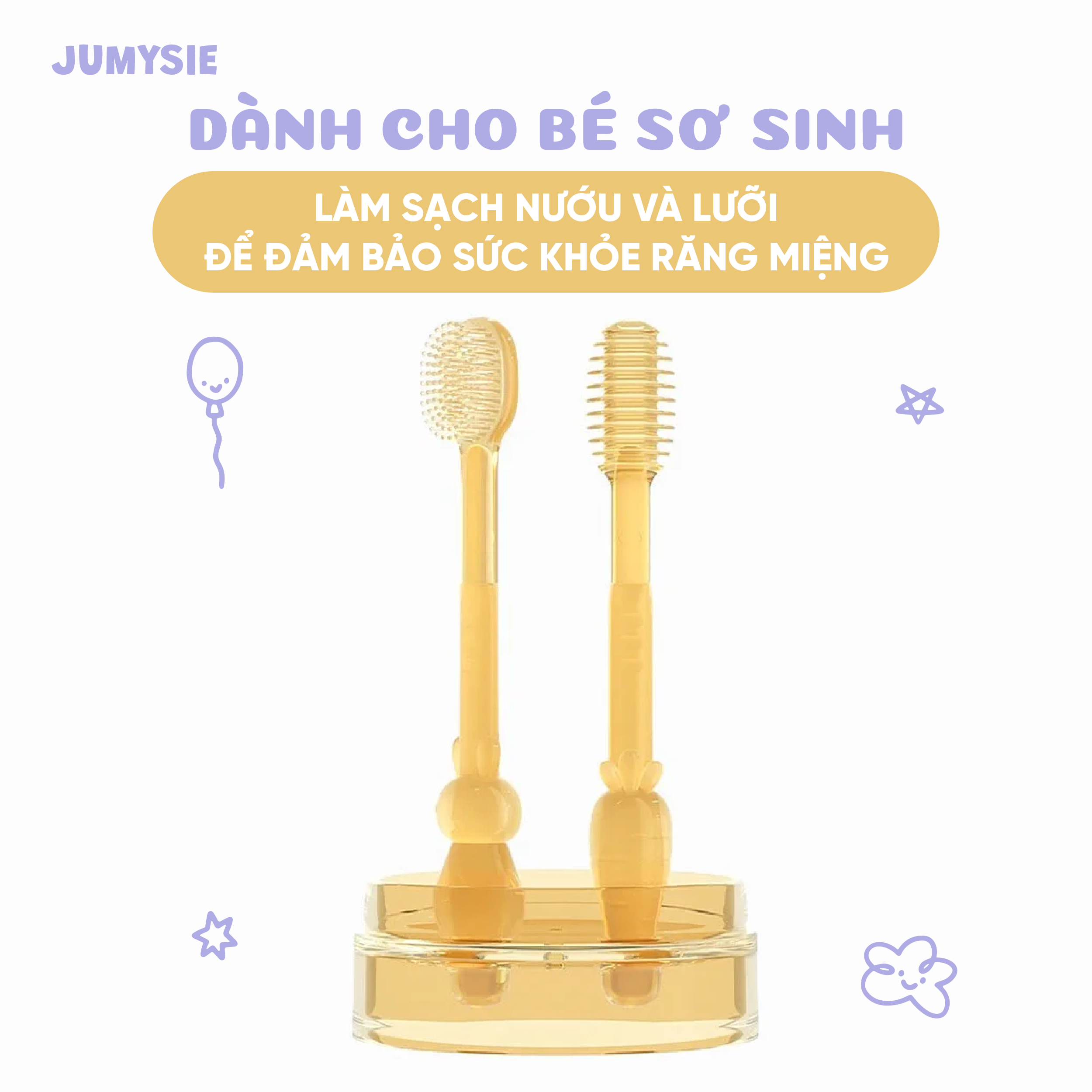 Rơ Lưỡi Và Bàn Chải Silicone Jumysie - An toàn cho bé