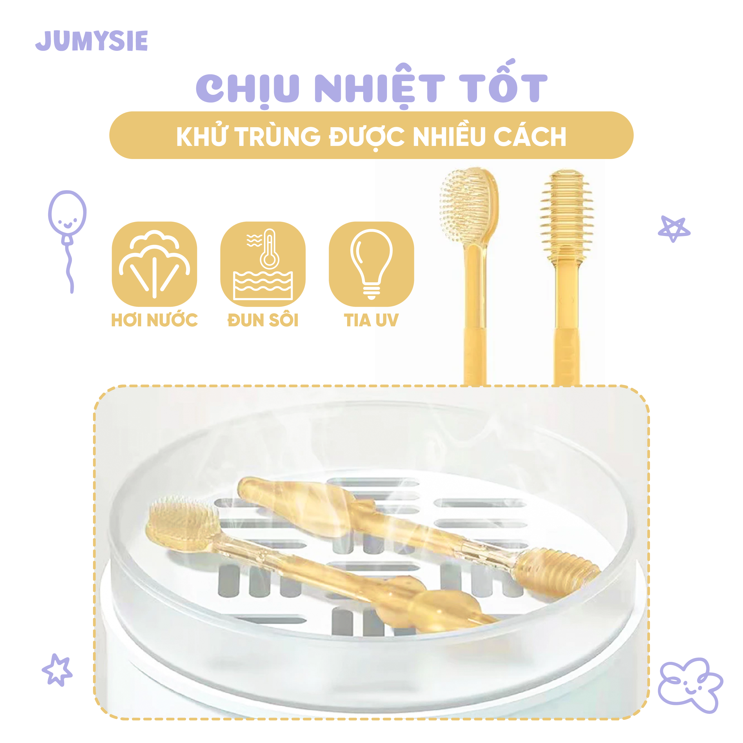 Rơ Lưỡi Và Bàn Chải Silicone Jumysie - An toàn cho bé