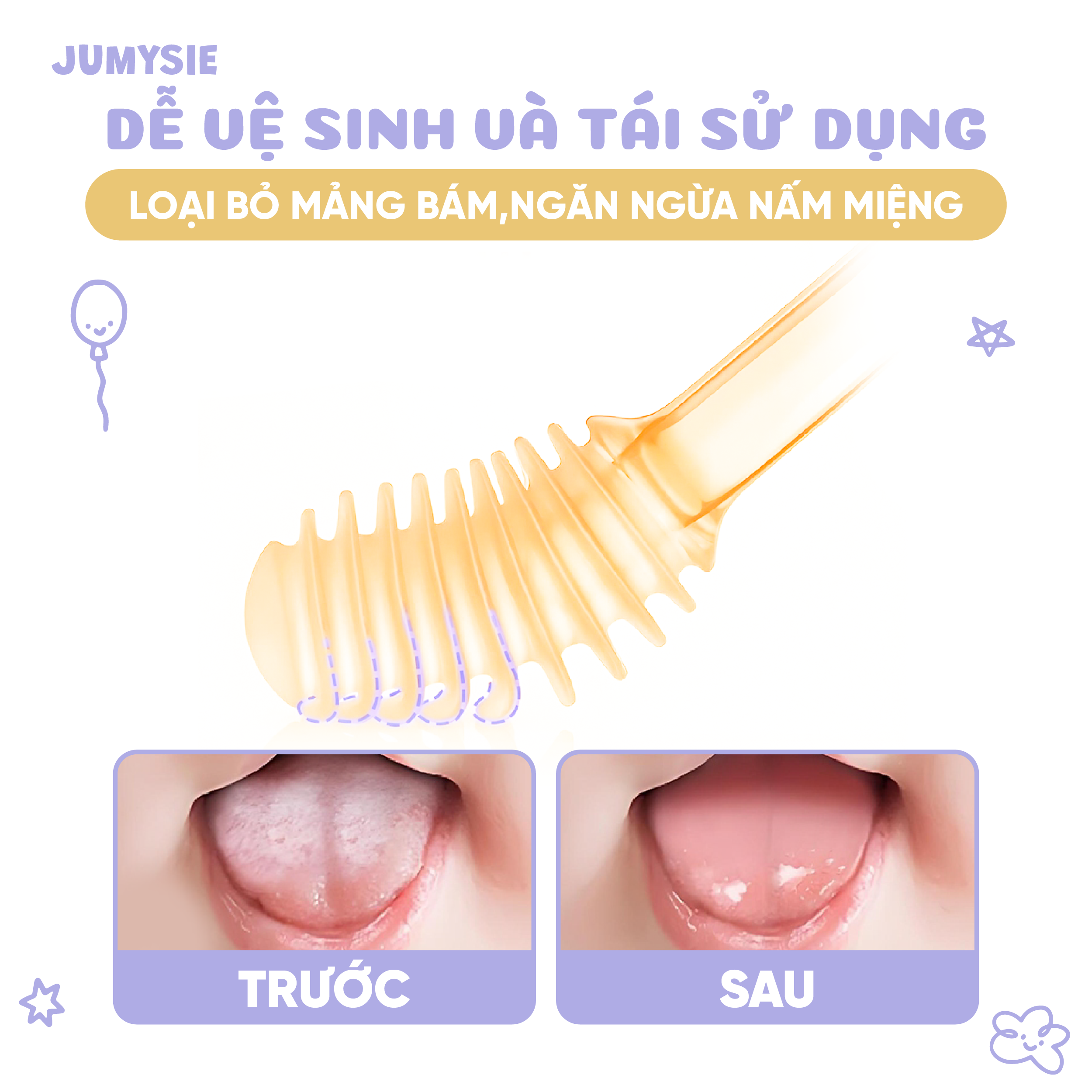 Rơ Lưỡi Và Bàn Chải Silicone Jumysie - An toàn cho bé