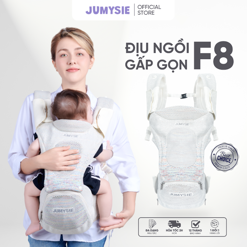 Địu Ngồi Em Bé Jumysie F8: Gấp Gọn, Thoải Mái 5-36T