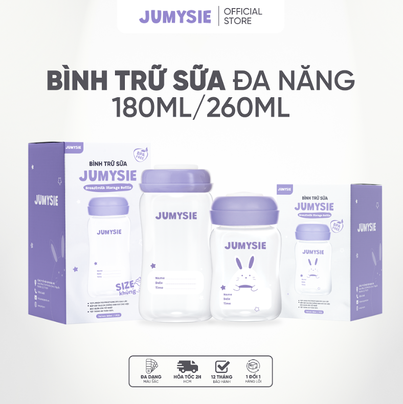 Bình Trữ Sữa 180ml/260ml Jumysie - Cổ Rộng, Chống Sặc, An Toàn