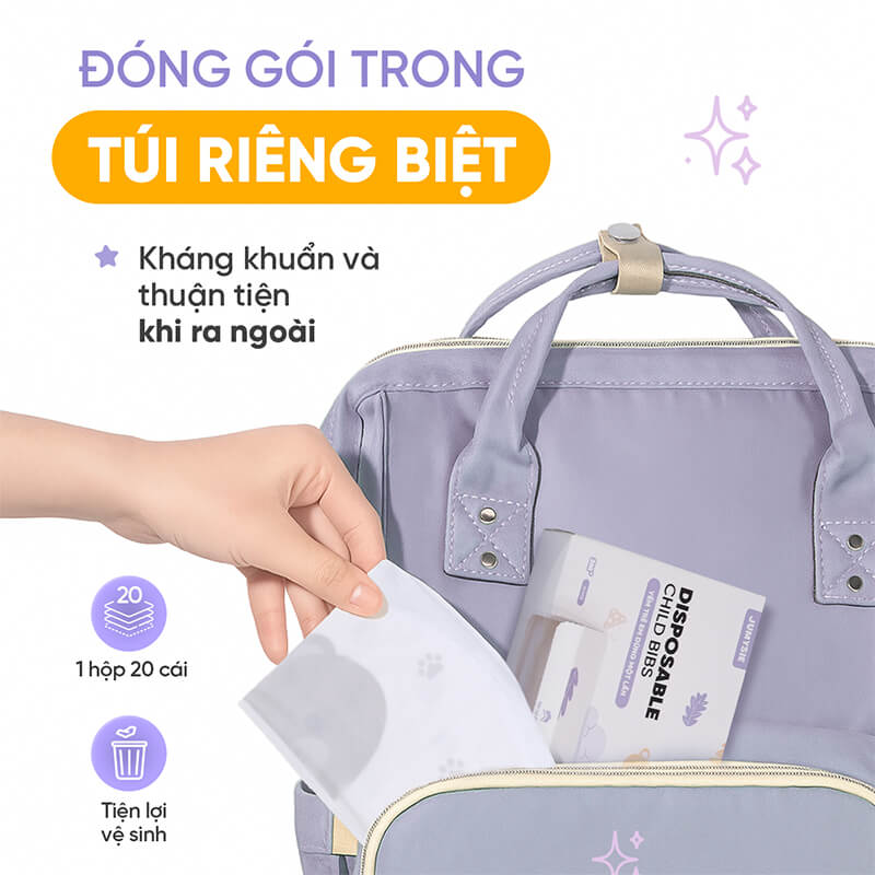 Yếm Ăn Dặm Dùng 1 Lần Jumysie – 10 cái/hộp, chống thấm
