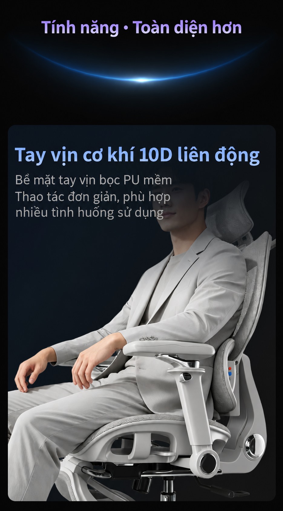 Tay vịn cơ khí liên động 10D bọc PU mềm