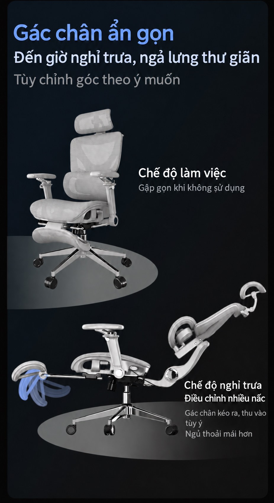 Gác chân kéo ra thu vào và khóa cố định trên Titan A-MAX